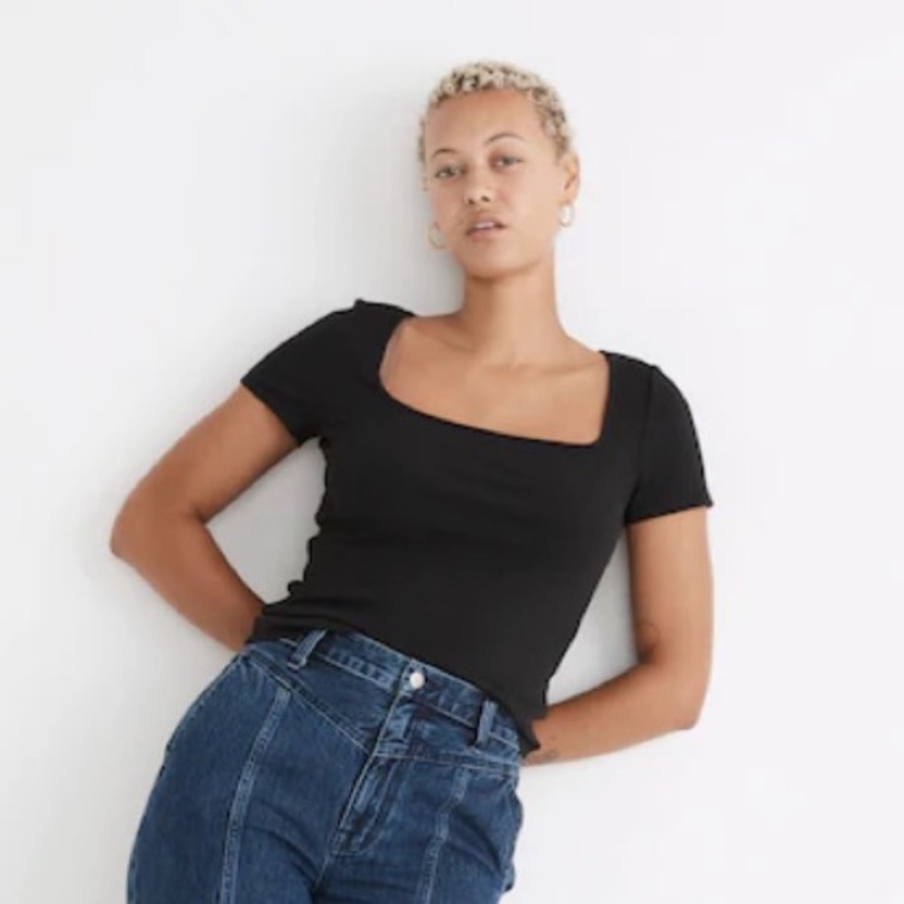 Madewell Ribbed Square-Neck Crop Top